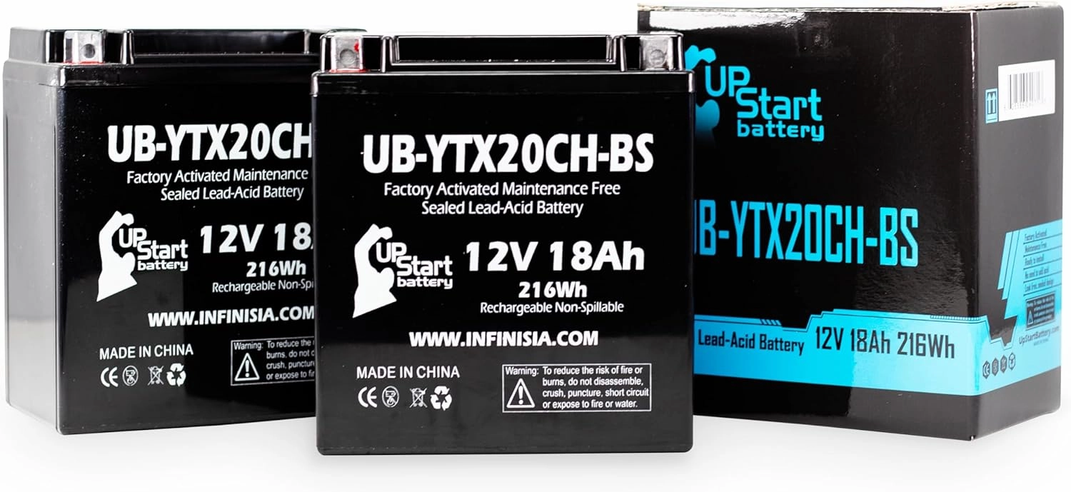 2-Pack UB-YTX20CH-BS Battery Replacement for 2013 Piaggio-Gilera Fuoco 500ie 500 CC Scooter - Factory Activated, Maintenance Free, Motorcycle Battery - 12V, 18AH, UpStart Battery Brand