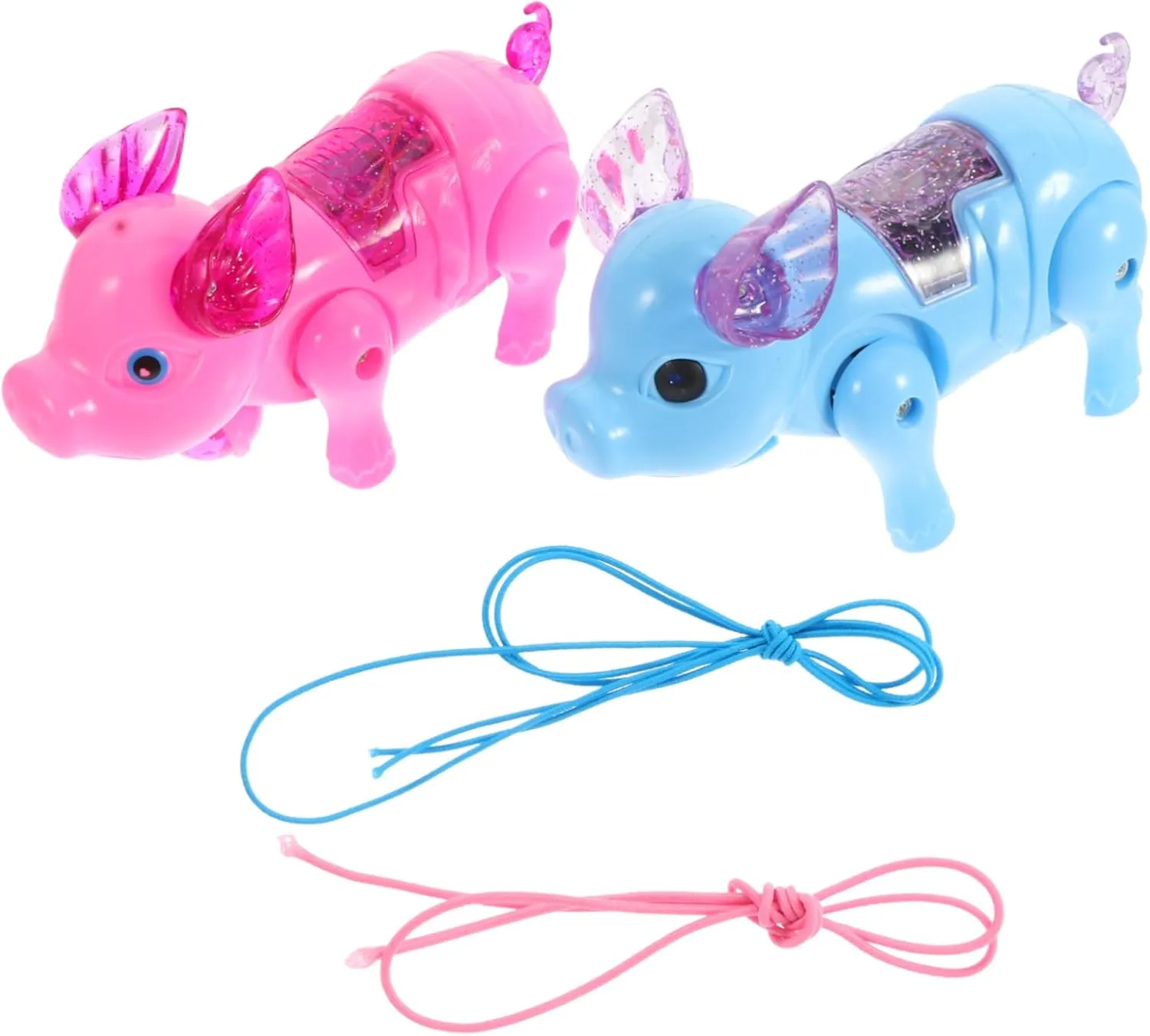 2pcs Electronic Walking Pig Toy for Boy Girl Interactive Educational Music Toy Lighting Effects Adorable Pulling Rope Design Engaging Play for Boys and Girls Random Style