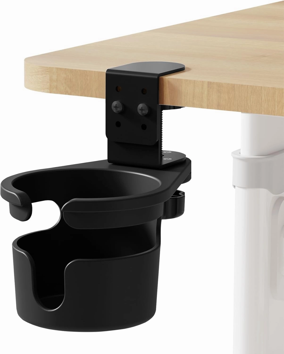 2Pcs Cup Holder Clamp for Desk 360° Rotating | Adjustable Tumbler Water Bottle Drink Holder Stand Fits 0-2.5" Thick Tables | Space-Saving for Office Gaming Study Desk Chair