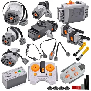 34Pcs Power-Function Kit Set Motor Battery Infrared-Remote-Control Receiver Train Adjustable Speed Technic-​​Motor Parts, Technic-Parts Compatible with mainbrands