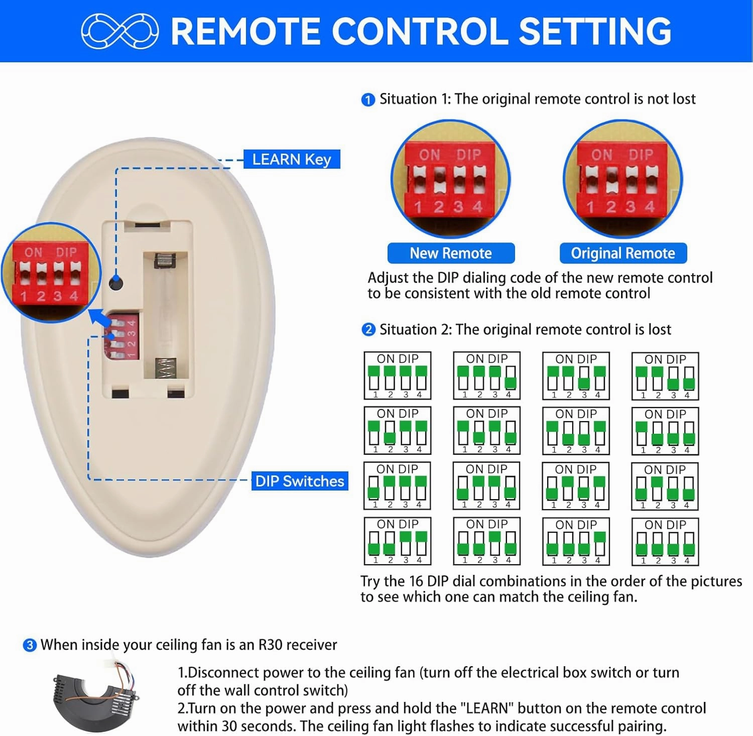 35T1 Ceiling Fan Remote Control Replacement for Harbor Breeze Allen Roth, 303.9MHz, 3-Speed, Light Dimmer, Learn Key, Replace FAN-11T FAN-53T FAN-HD L3HFAN35T FAN-35T L3HFAN35T1 FAN-35T1 (Remote Only)