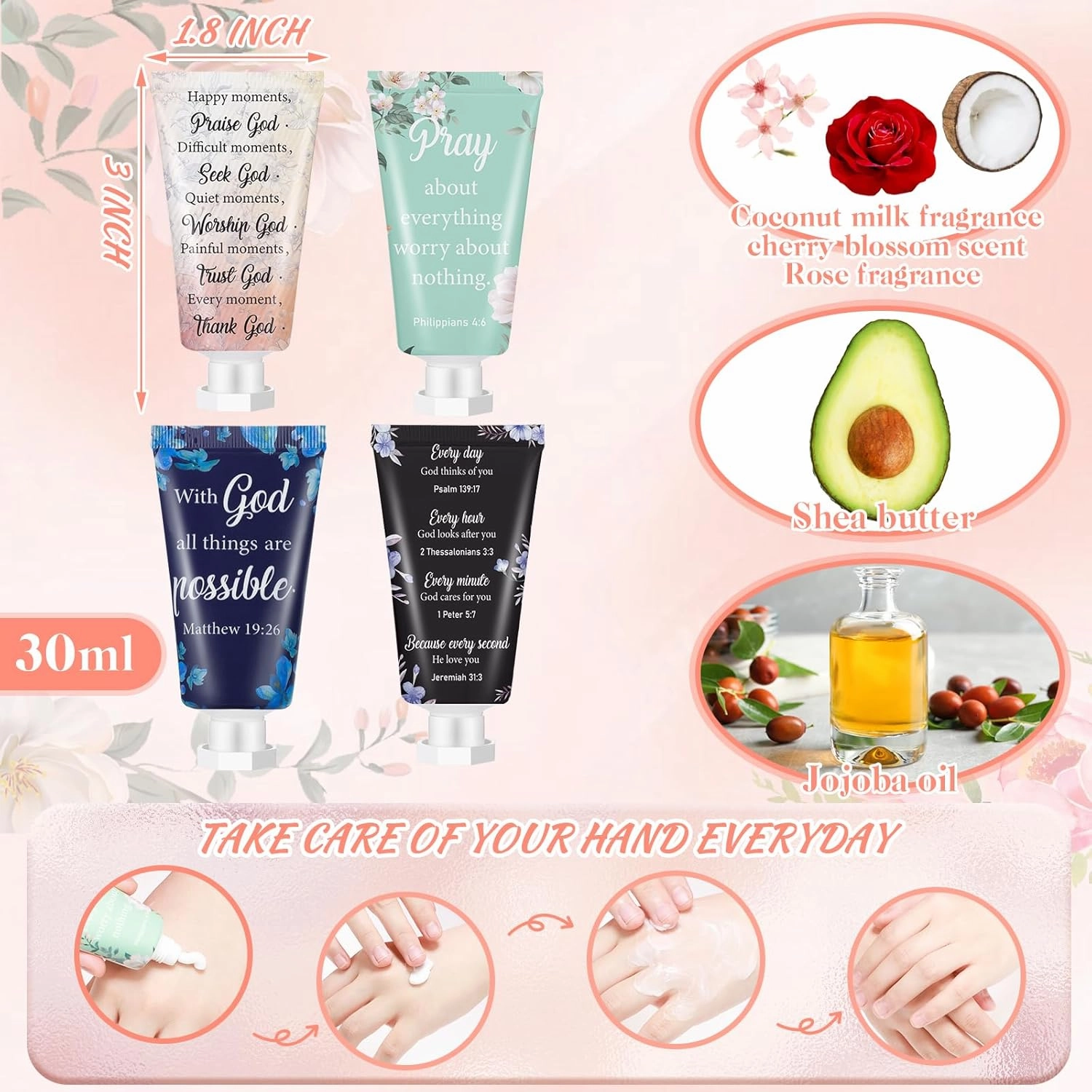 36 Pcs Christian Hand Cream Bulk for Women Mothers Day Church Gifts in Bulk Bible Travel Hand Lotion for Dry Hands Bible Verse Hand Lotion for Mom Grandma Holiday mothers day Gift