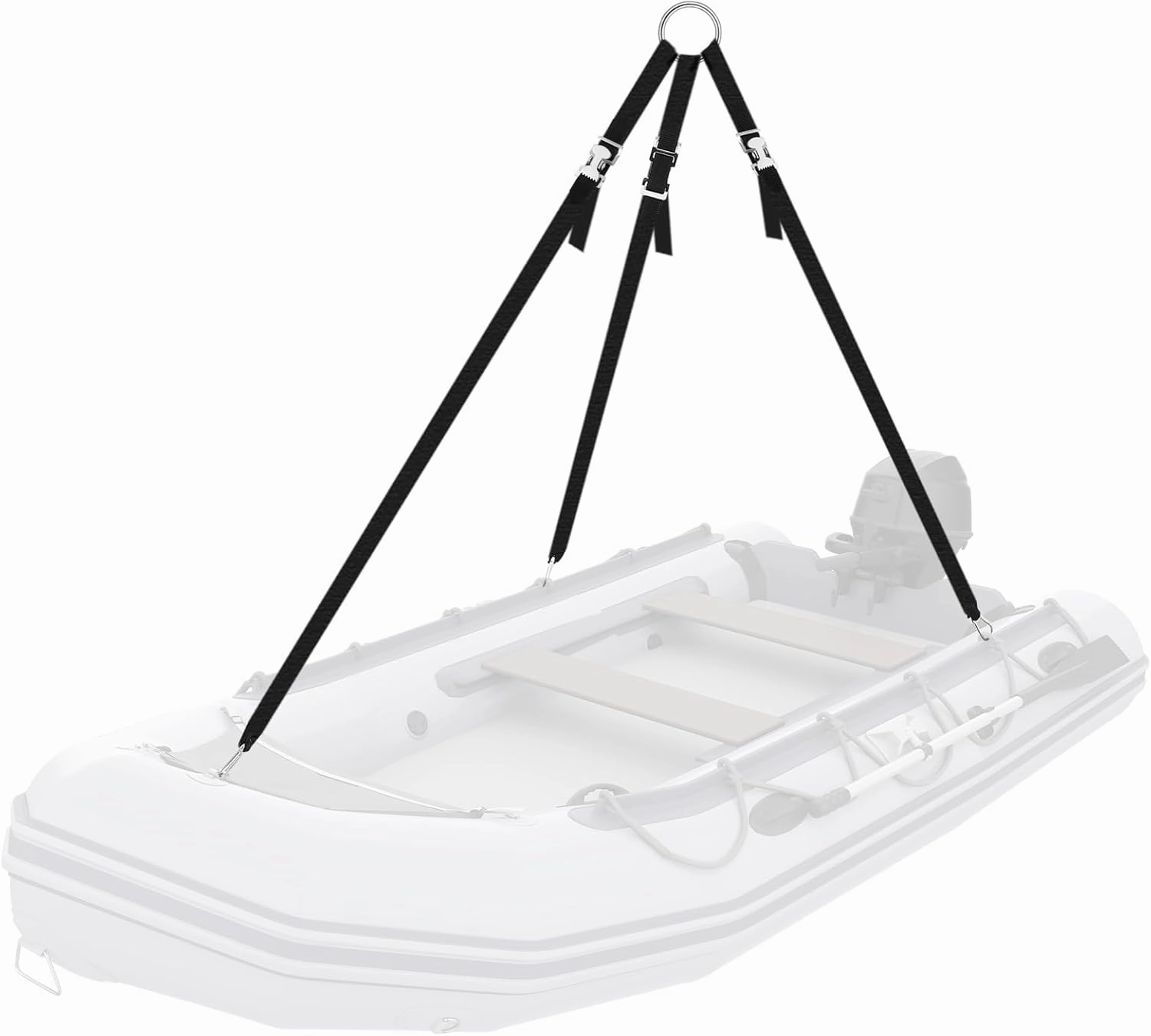 3 Leg Inflatable Dinghy Boat Lift Slings Universal Heavy Duty Adjustable Davit Stainless Steel Hardware Nylon Webbing Dinghy Sling System for Weighing up to 1000lb Rigid Boats