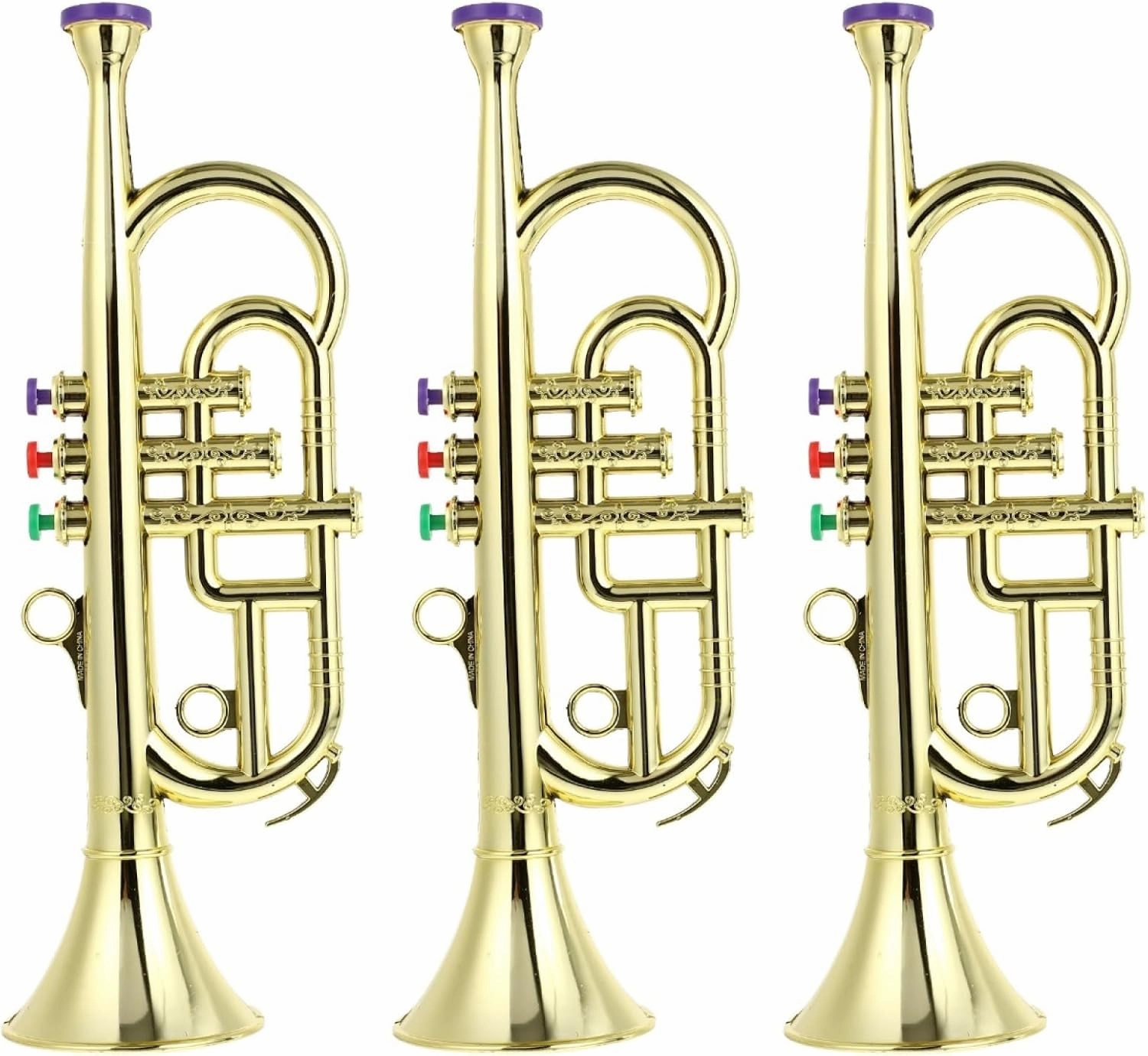 3 Pcs Saxophone Model Toy Saxophone with Colored Coded Keys - Saxophone for Kids Musical Instruments Toy Miniature Saxophone (Gold)
