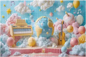 3D Realistic Globe with Musical Elements 500 Piece Jigsaw Puzzle for Adults, Home Decor Birthday Party Gift Family Game Toy as Wall Art Decor Poster