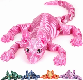 3D Printed Sphynx Cat, 12 Inch Realistic Hairless Cat,3D Printed Animals with Flexible Articulated Joints, Fidget Toy Adults for Stress Relief, Home Office Decor Desk Toys (Pink)