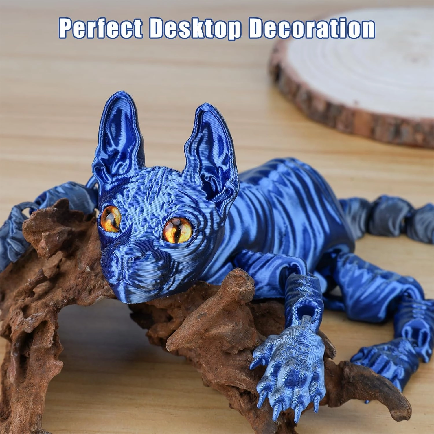 3D Printed Sphynx Cat, 12 Inch Realistic Hairless Cat,3D Printed Animals with Flexible Articulated Joints, Fidget Toy Adults for Stress Relief, Home Office Decor Desk Toys (Pink)
