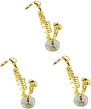 3pcs Alloy Mini Saxophone Toy for Dollhouse Scale Musical Instrument Decor for Boy Girl Bedroom Lightweight and Realistic Design for Home and Store Decoration