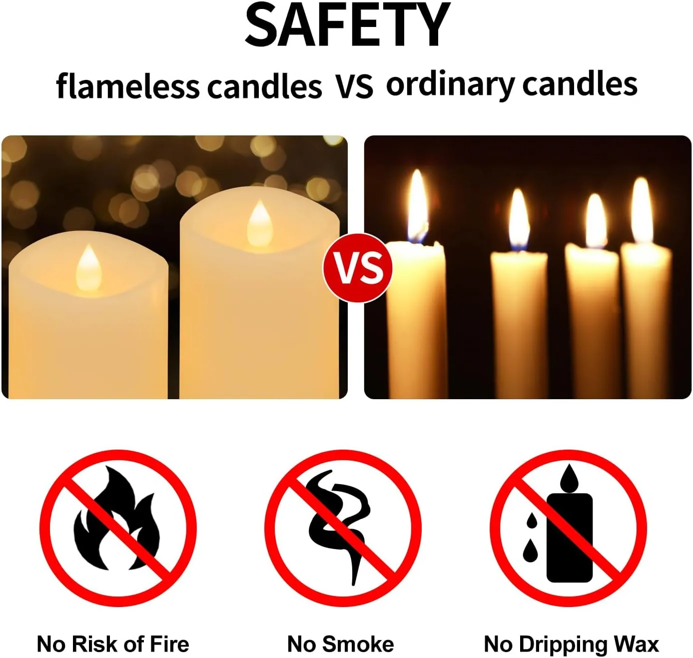 3x4 Flickering Flameless Candles Set of 2, 2AA Battery Life 600 Hours Battery Candles Flickering with Timer,4 inch Flameless Candles with Remote for Indoor/Outdoor, Ivory