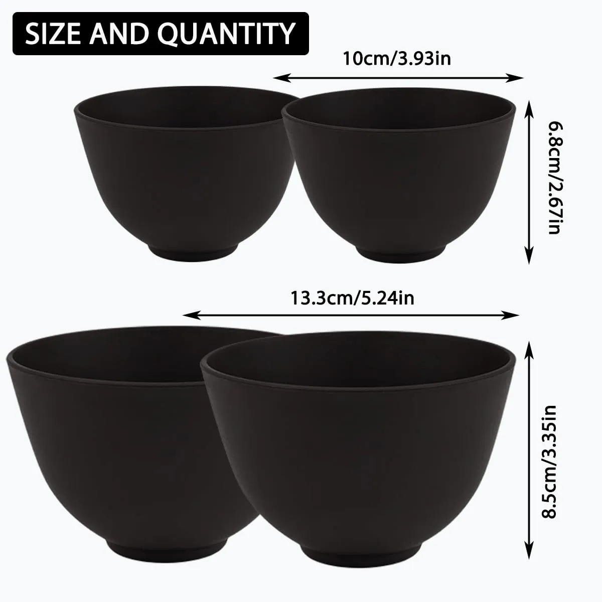 4 Piece Silicone Bowl, Silicone Mixing Bowl Set, Reusable Facial Bowls for Estheticians for Salon Spa or Home Beauty Tools (2 Large 2 Medium)