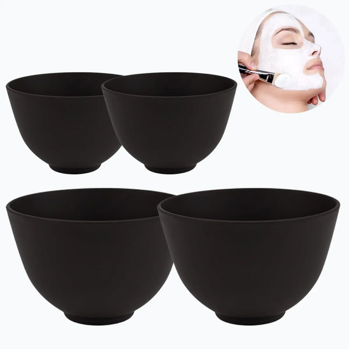 4 Piece Silicone Bowl, Silicone Mixing Bowl Set, Reusable Facial Bowls for Estheticians for Salon Spa or Home Beauty Tools (2 Large 2 Medium)