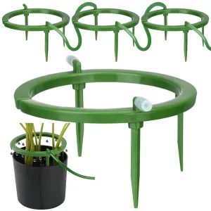 4 Set Hydro Halo Water Ring 5 W 3 Leg Support Drip Emitter Drip Ring with Built in 1/8 in Barbed Inlet Fitting 3 Removable Stakes for Grow Media Irrigation System Rain Watering Plants, Green