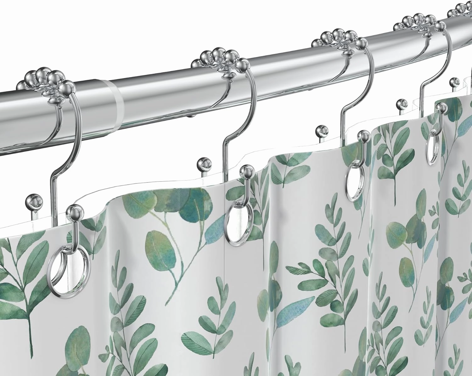 42-72 Inches Adjustable Arched Curved Shower Curtain Rod with 12 Pcs Shower Curtain Rings for Bathroom, Fitting Room, or Kitchen, Wall Drill Needed, Easy Installation, Plated Chrome