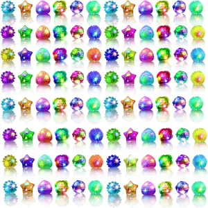 48 Pack LED Light Up Rings, Glow in the Dark Party Supplies, 6 Style Flashing Glow in the Dark Rings for Adults & Kids Birthday Party Favors,Classroom Prizes,Concert,Goodie Bag Fillers, Raves