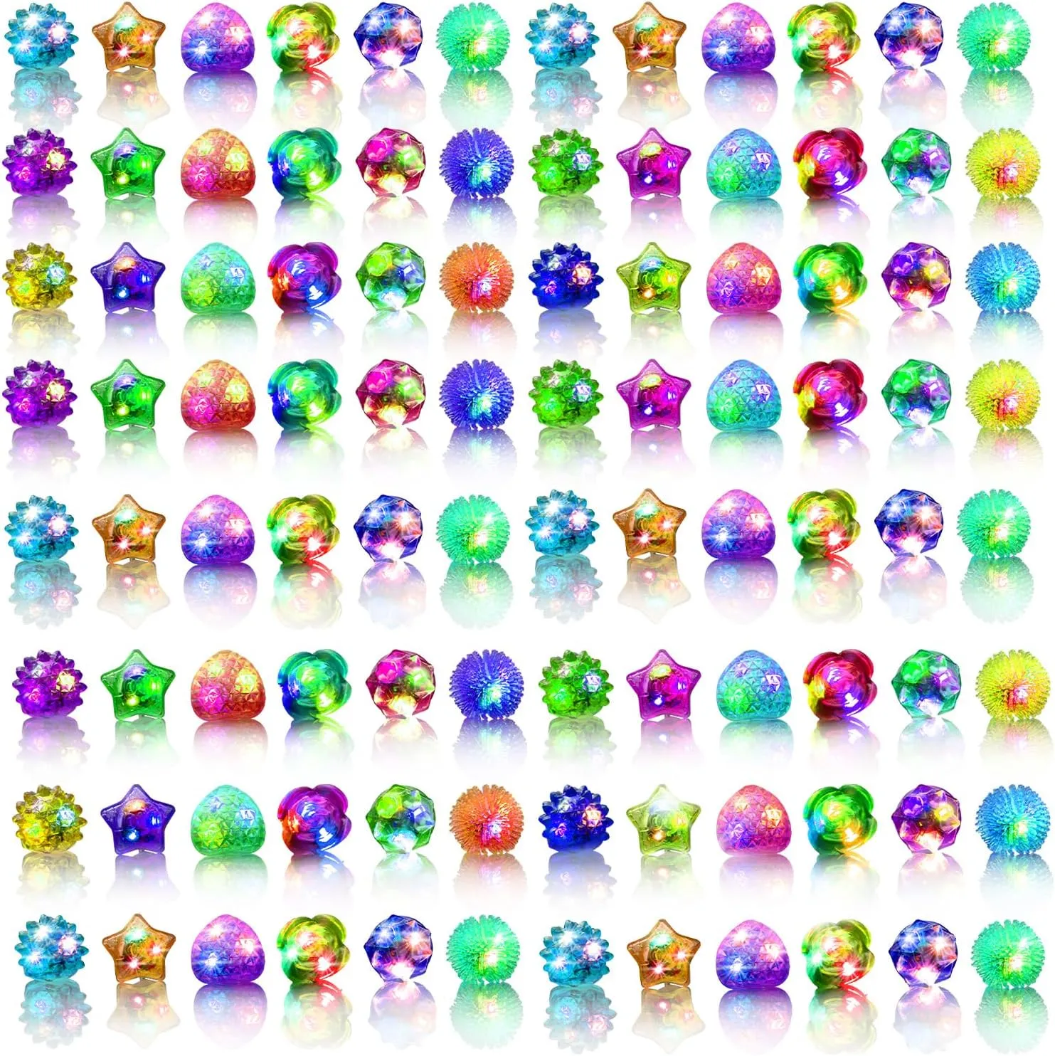48 Pack LED Light Up Rings, Glow in the Dark Party Supplies, 6 Style Flashing Glow in the Dark Rings for Adults & Kids Birthday Party Favors,Classroom Prizes,Concert,Goodie Bag Fillers, Raves