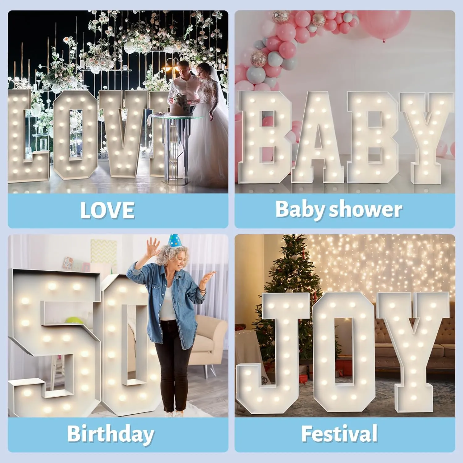 4FT Marquee Light Up Letters T,Party Decoration Large Marquee Light Up Letters with Weighted Water Bag,Pre-cut Foam Board Set Can Be Used for Birthdays,Weddings,Baby Anniversaries
