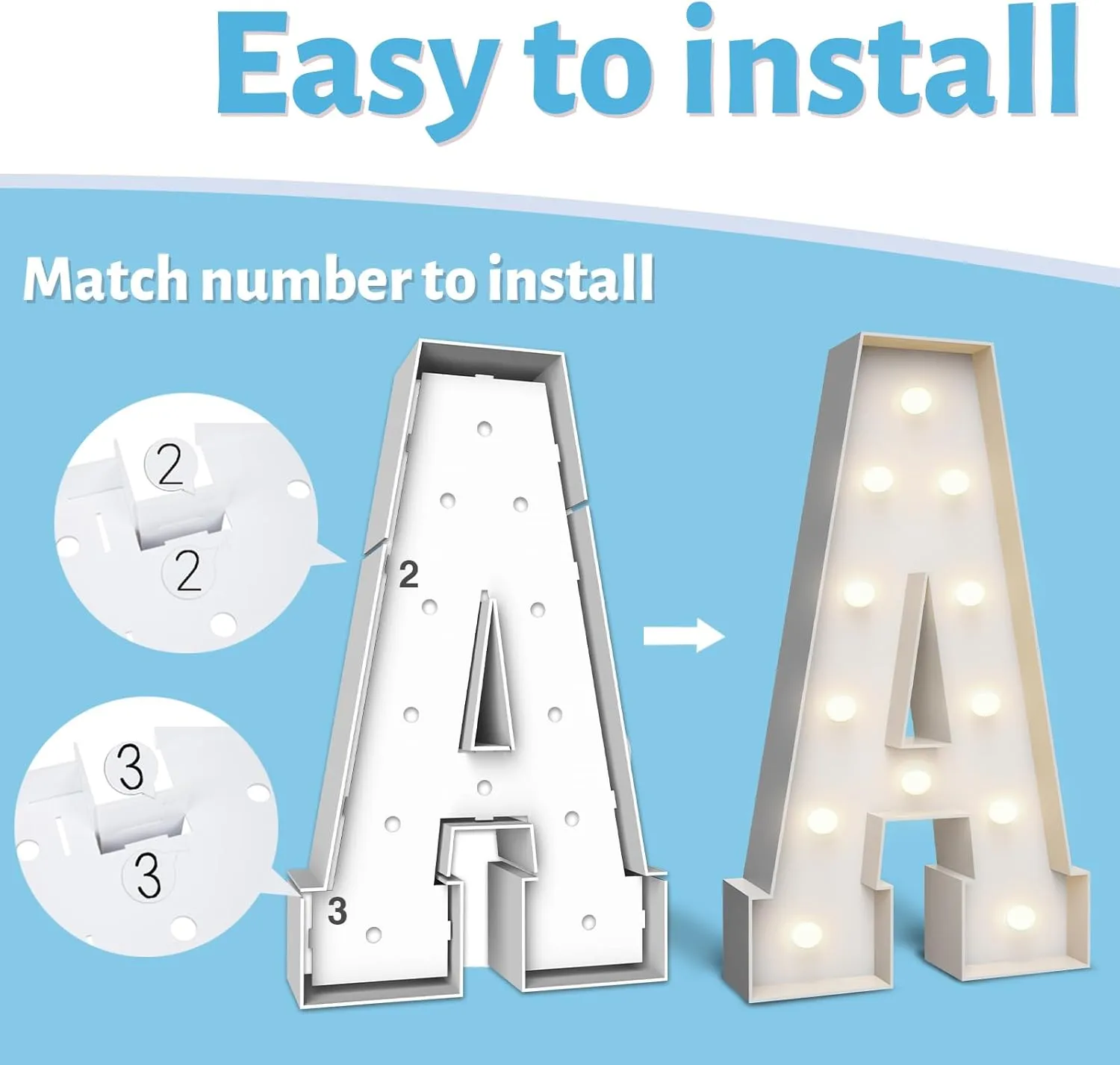 4FT Marquee Light Up Letters T,Party Decoration Large Marquee Light Up Letters with Weighted Water Bag,Pre-cut Foam Board Set Can Be Used for Birthdays,Weddings,Baby Anniversaries