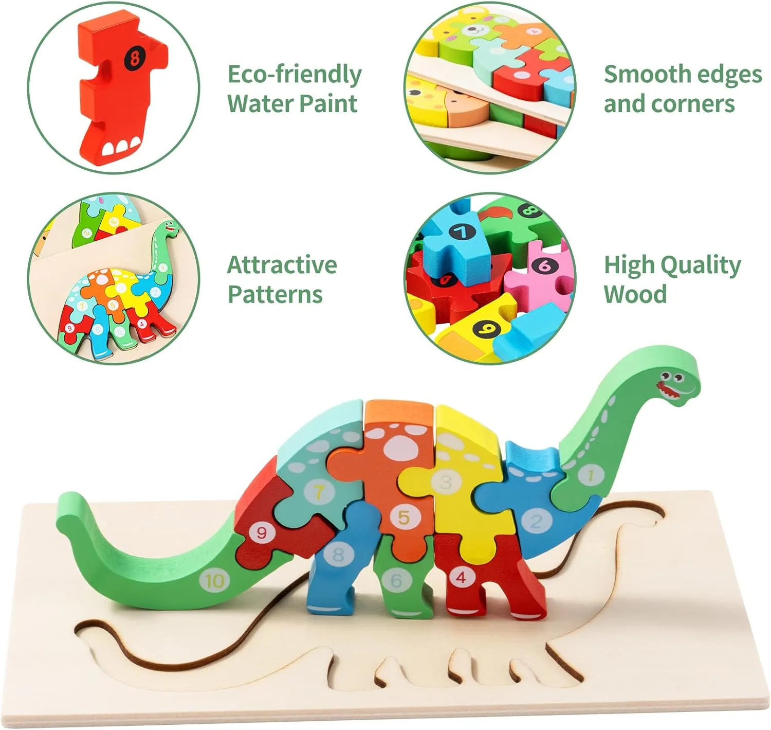 5 Pack Wooden Animal Toddler Puzzles for Kids Ages 3-5, Baby Montessori Toys for Kids Age 2 3 4 5 6 Years, 5 Animal Patterns Learning Jigsaw Toys for Girl Boy Ideal Gift