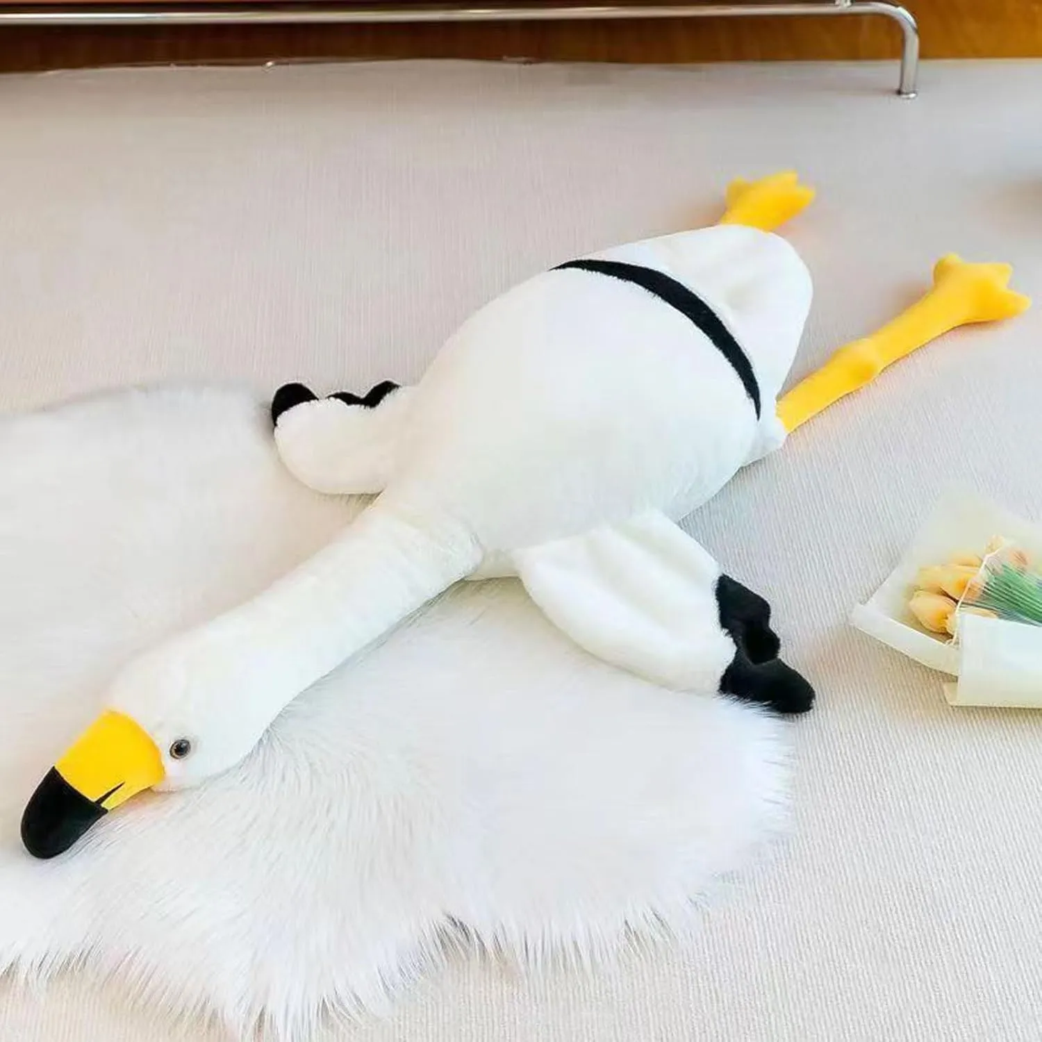 51" Flamingo Stuffed Animal Plush Pillow Giant Stuffed Animal Plush Doll White Flamingo Plush Toys for Kids Birthday Christmas Decoration Gifts（White）