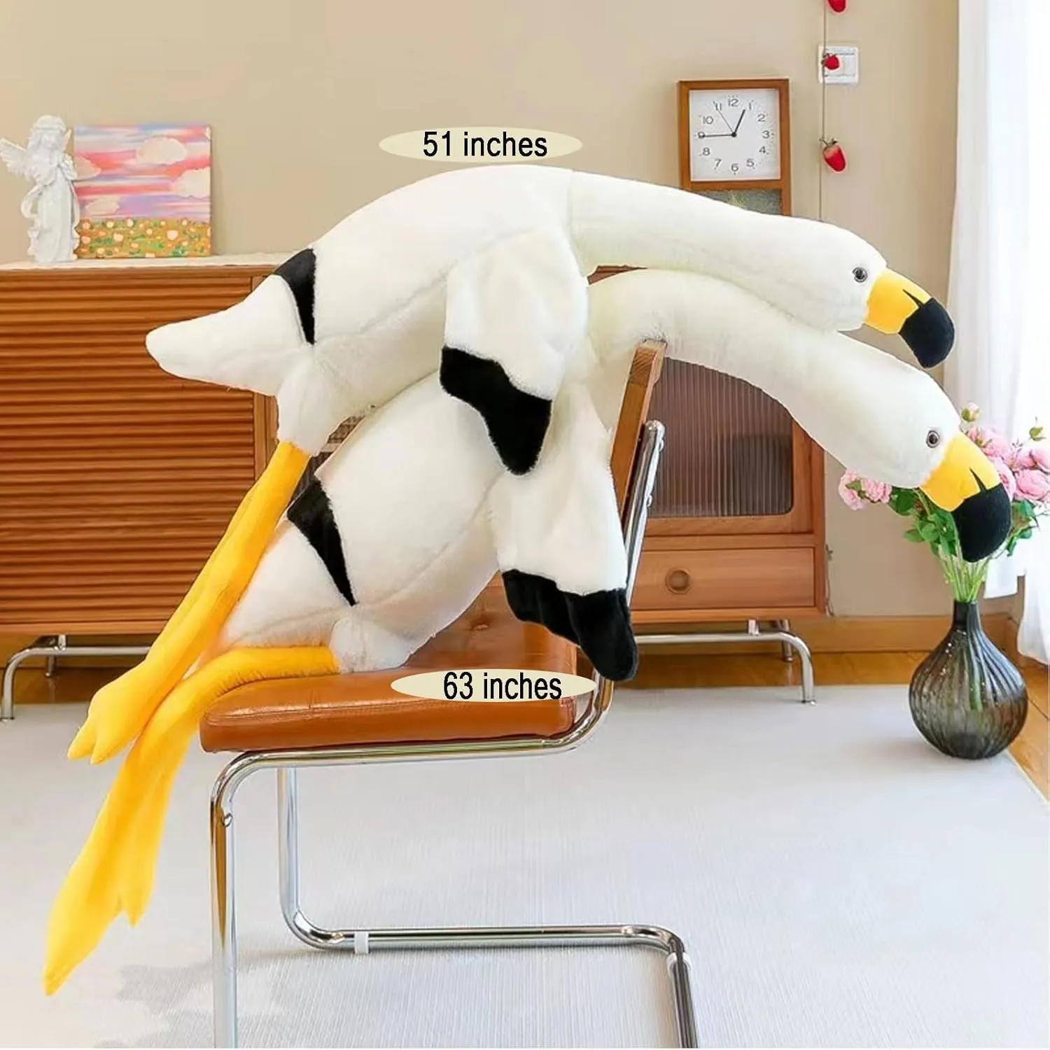 51" Flamingo Stuffed Animal Plush Pillow Giant Stuffed Animal Plush Doll White Flamingo Plush Toys for Kids Birthday Christmas Decoration Gifts（White）