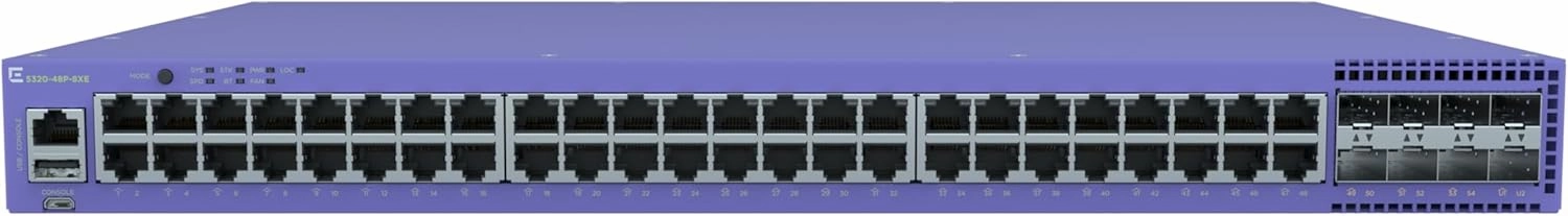 5320-48P-8XE - Extreme Networks ExtremeSwitching 5320 Ethernet Switch - 48 Ports - Gigabit Ethernet, 10 Gigabit Ethernet - 10/100/1000Base-T, 10GBase-X - 2 Layer Supported - Modular
