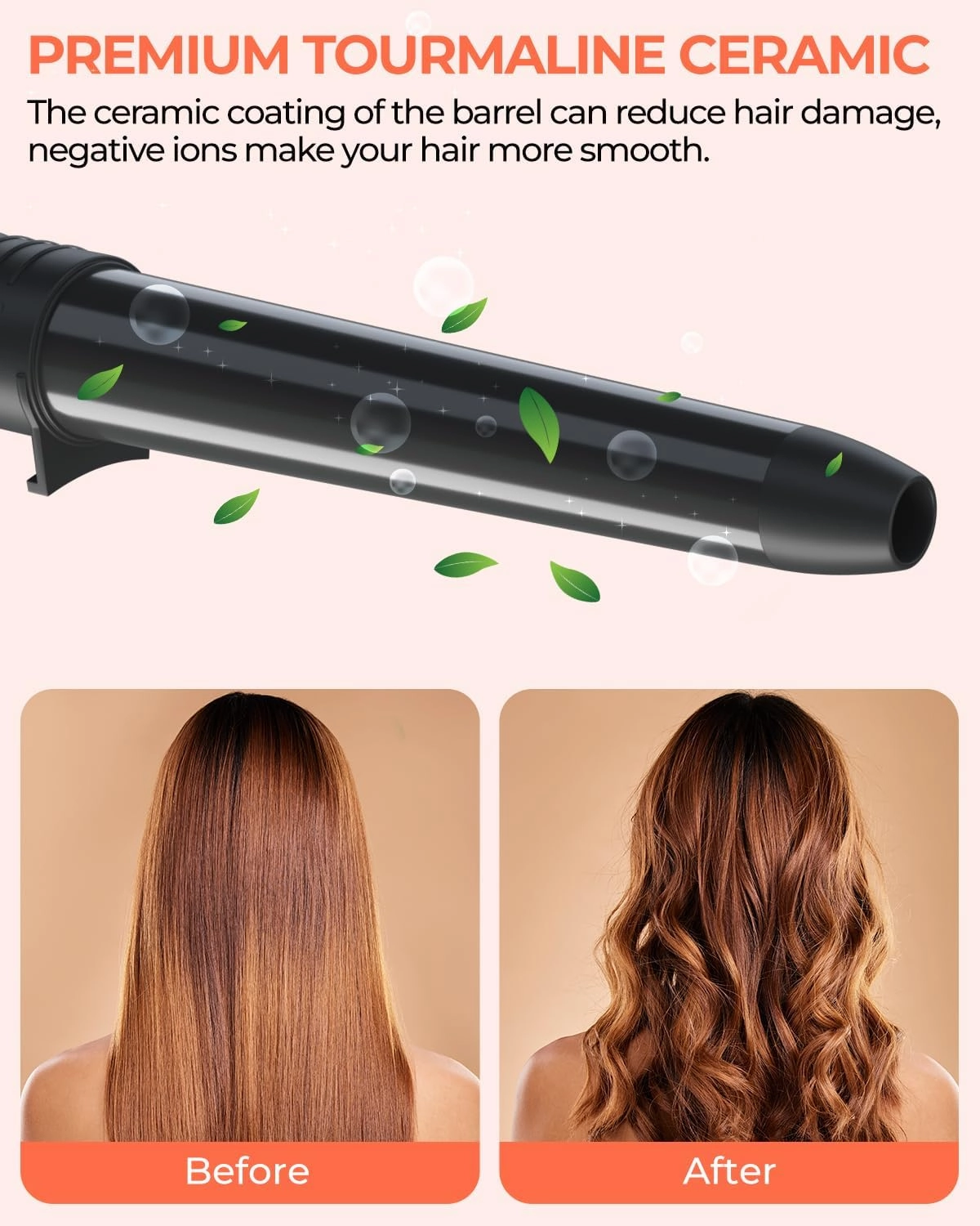 5 in 1 Curling Wand Set: Ohuhu Curling Iron Wand 5Pcs 0.35 to 1.25 Inch Interchangeable Ceramic Barrel Heat Protective Glove 2 Clips Dual Voltage Hair Curler for Girls Women Mother Gift Black