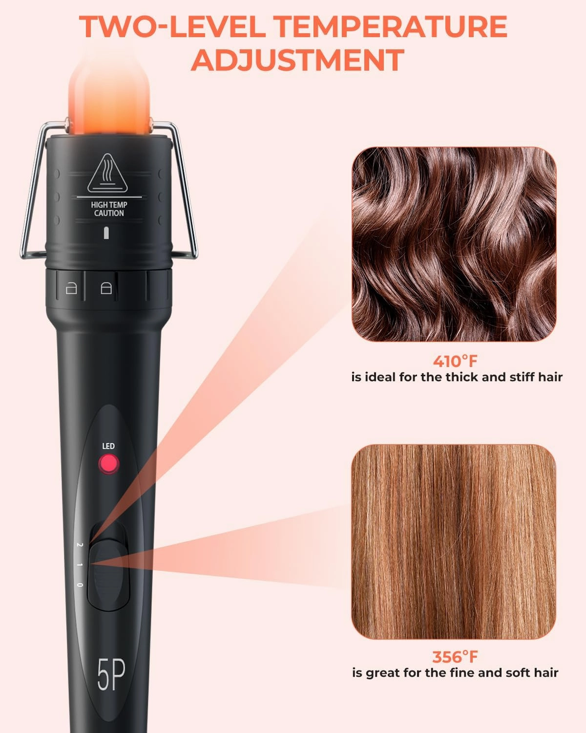 5 in 1 Curling Wand Set: Ohuhu Curling Iron Wand 5Pcs 0.35 to 1.25 Inch Interchangeable Ceramic Barrel Heat Protective Glove 2 Clips Dual Voltage Hair Curler for Girls Women Mother Gift Black
