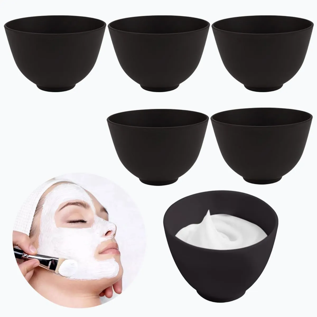 6 Piece Silicone Mixing Bowl Set, 3.93-Inch Microwaveable Silicone Bowls, Facial Bowls for Aestheticians, for Facial Masks, Mud Masks and Other Skin Care Products