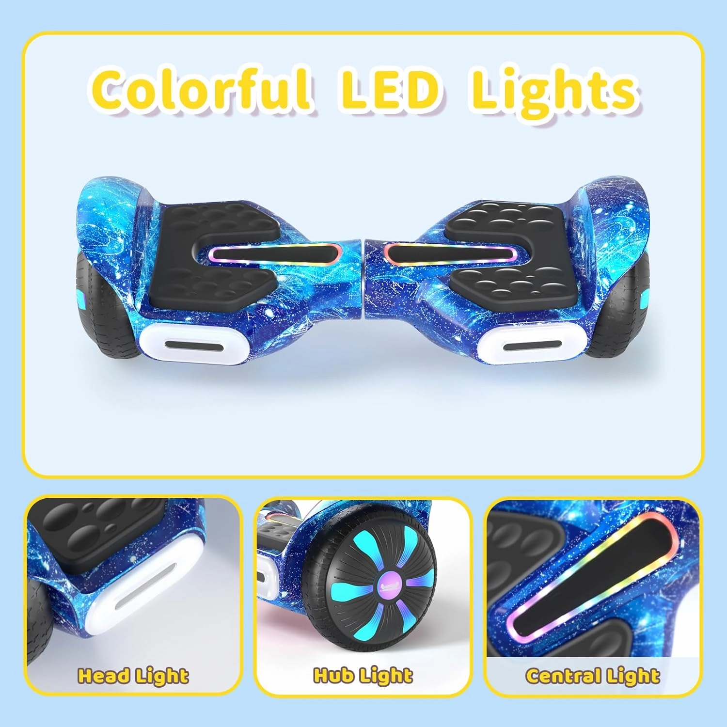 6.5" Scooter, Bluetooth Music Speaker and LED Light, Top 8.5mph & 8.5 Miles Range Power by Dual 250W Motor, Gifts for Kids Adults Boys, for All Ages