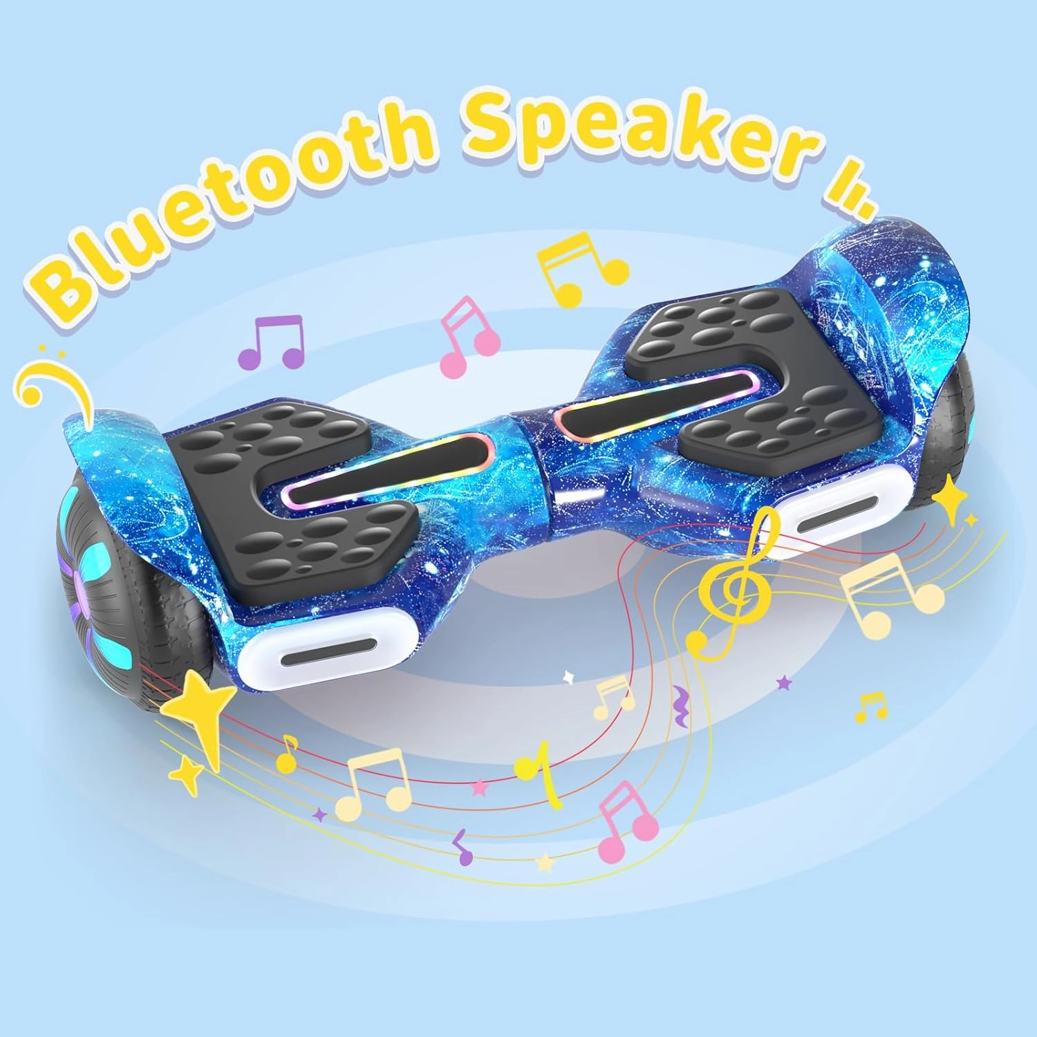 6.5" Scooter, Bluetooth Music Speaker and LED Light, Top 8.5mph & 8.5 Miles Range Power by Dual 250W Motor, Gifts for Kids Adults Boys, for All Ages