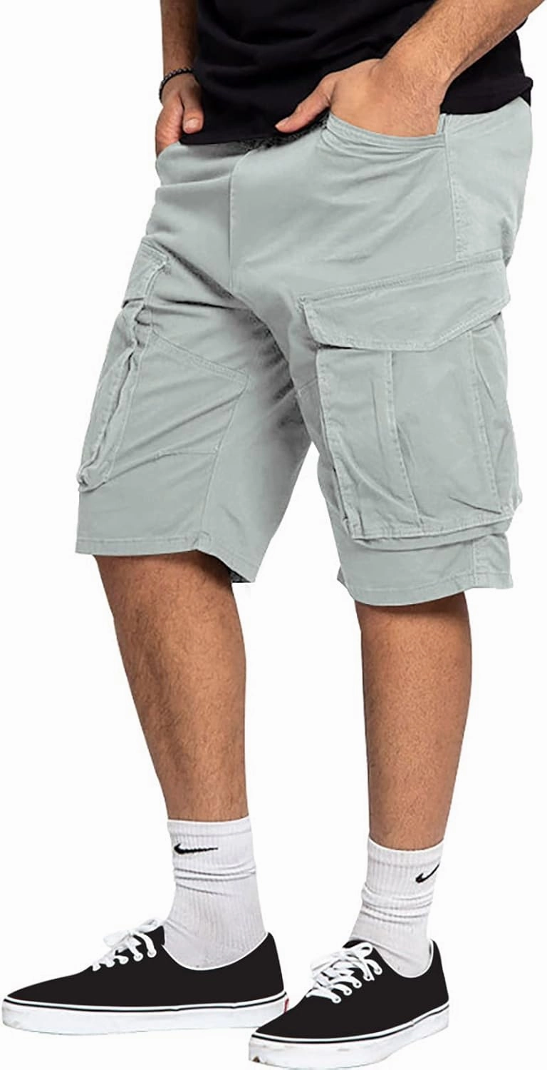 7 Inch Inseam Shorts Men 2023 Casual Stylish Drawstring Stretch Multi Pockets Cargo Shorts Utility Tooling Shorts