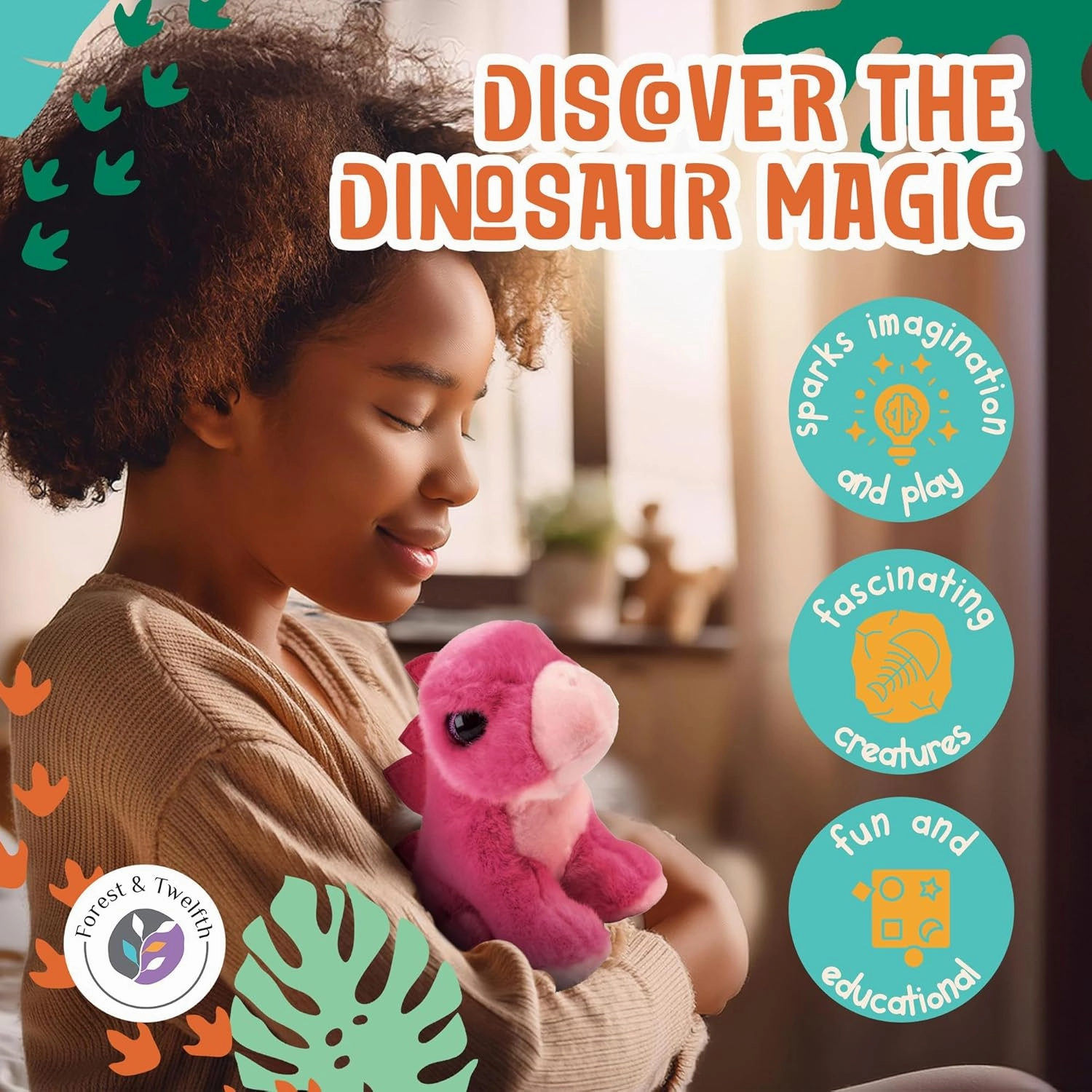7” Pink Stegosaurus Dinosaur Stuffed Animal Plush Toys, Cute, Ultra Cuddly, Huggable Soft Dino Toy, Nursery Decor, Baby Shower Decorations, Birthday Gift for Boys and Girls (7" Pink Stegosaurus)