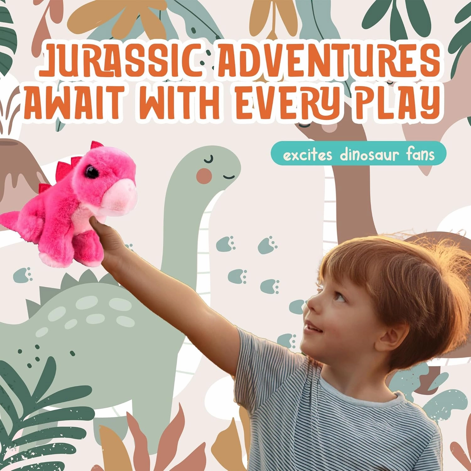 7” Pink Stegosaurus Dinosaur Stuffed Animal Plush Toys, Cute, Ultra Cuddly, Huggable Soft Dino Toy, Nursery Decor, Baby Shower Decorations, Birthday Gift for Boys and Girls (7" Pink Stegosaurus)