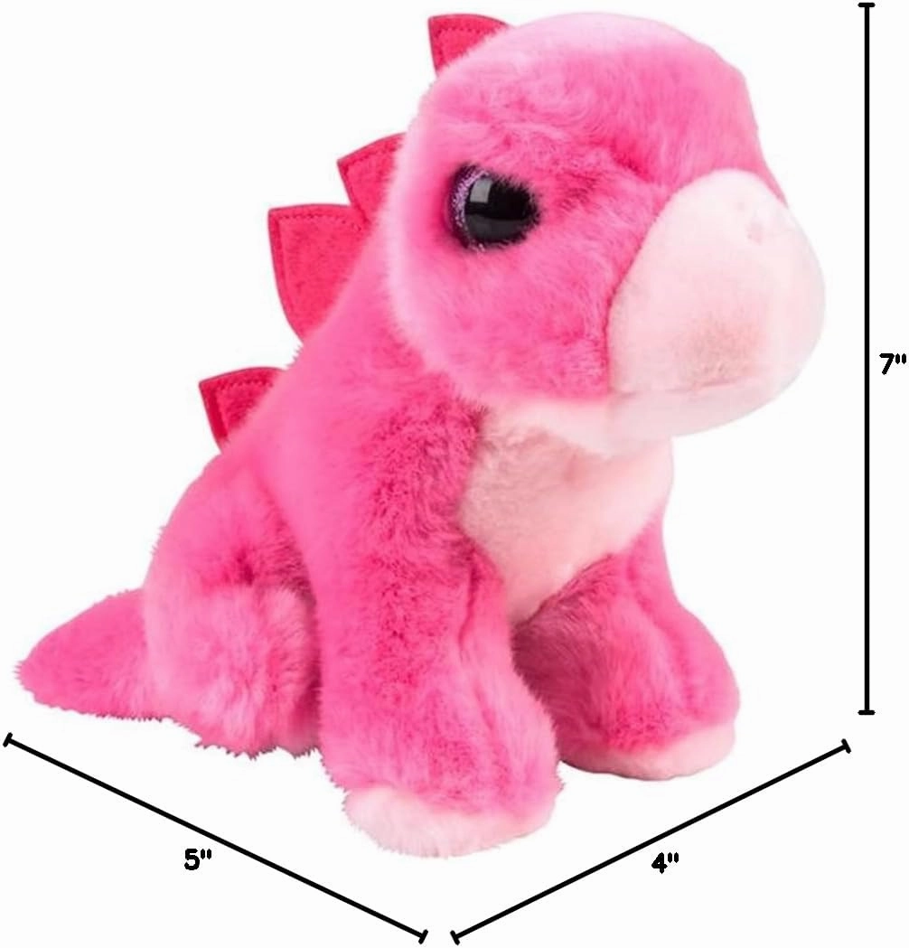 7” Pink Stegosaurus Dinosaur Stuffed Animal Plush Toys, Cute, Ultra Cuddly, Huggable Soft Dino Toy, Nursery Decor, Baby Shower Decorations, Birthday Gift for Boys and Girls (7" Pink Stegosaurus)