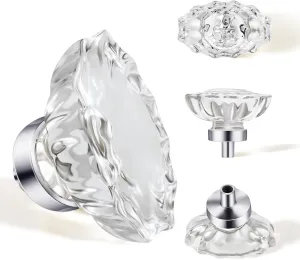 8 Pack Polished Chrome konbs, Glass Cabinet Knobs, Vintage Crystal Knobs and Pulls for Dresser Drawer,Oval