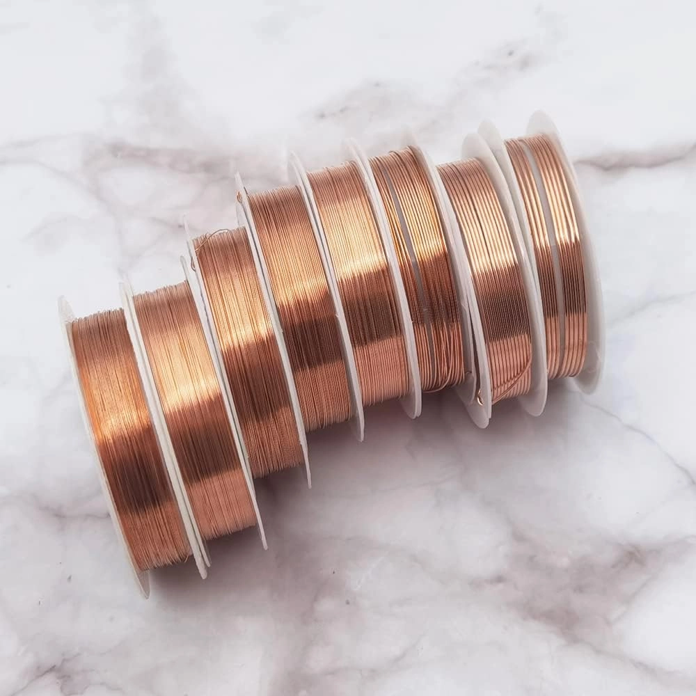 8 Packs Copper Wire Mixed Sizes Craft Jewelry Beading Wire for Beginner Practice (Copper, 32-18 Gaguge)