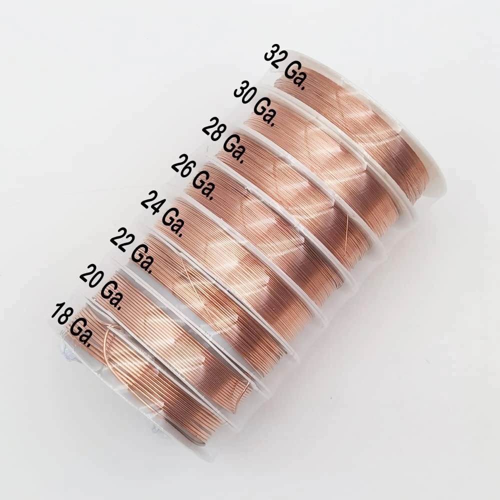 8 Packs Copper Wire Mixed Sizes Craft Jewelry Beading Wire for Beginner Practice (Copper, 32-18 Gaguge)