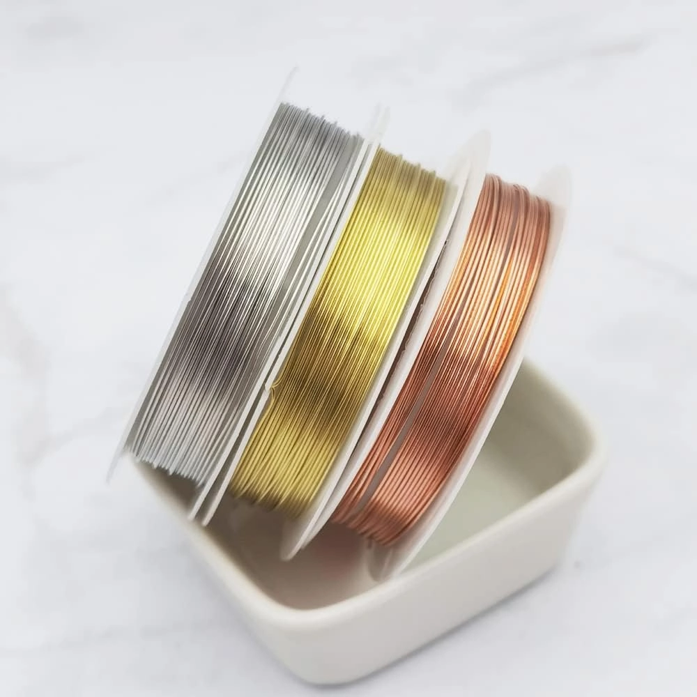8 Packs Copper Wire Mixed Sizes Craft Jewelry Beading Wire for Beginner Practice (Copper, 32-18 Gaguge)