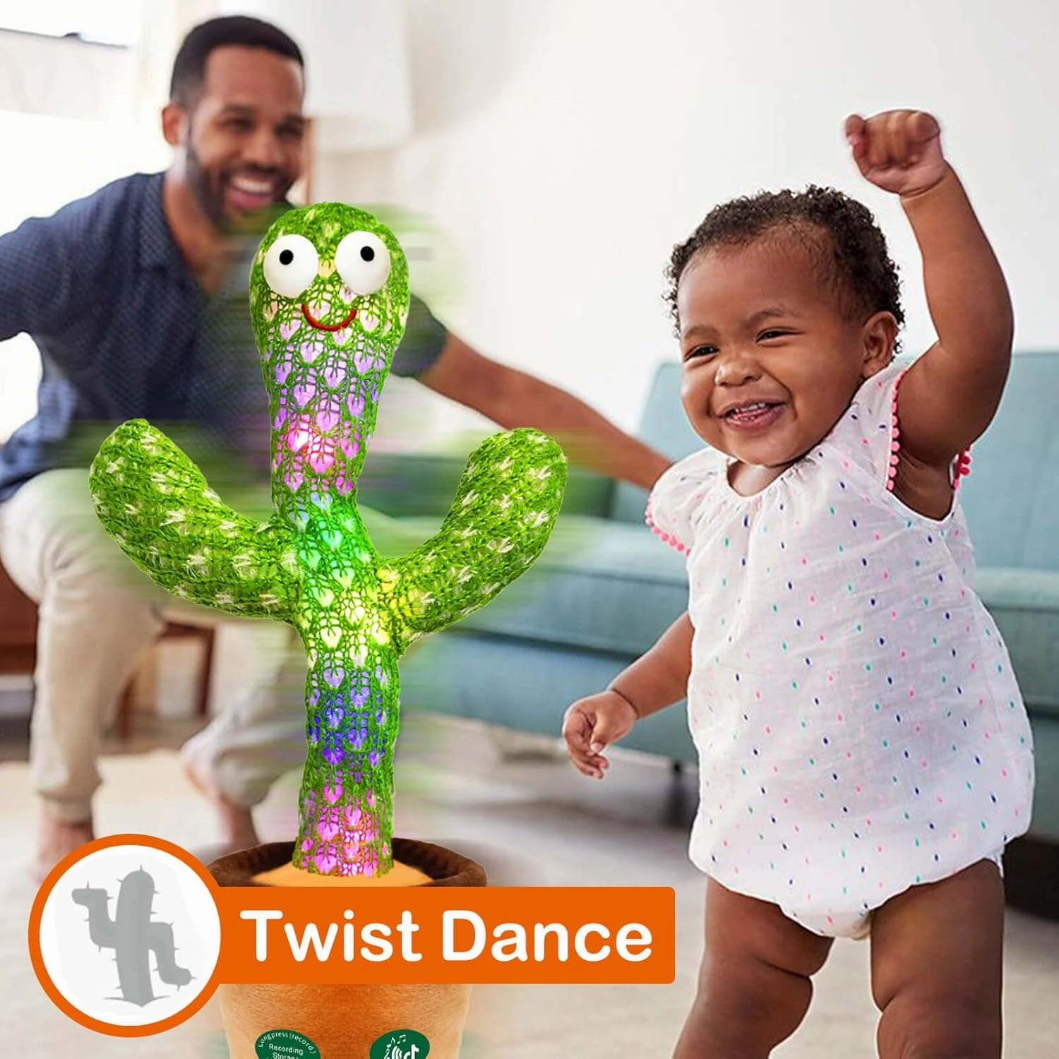 [Update Volume Adjustable] Talking Cactus Toy Mimics Back, Gift Package Repeat Talking Cactus Plush Toys - Talking Sing Repeat Dancing Recording Rainbow Led Cactus Toy(15 Second Recording)