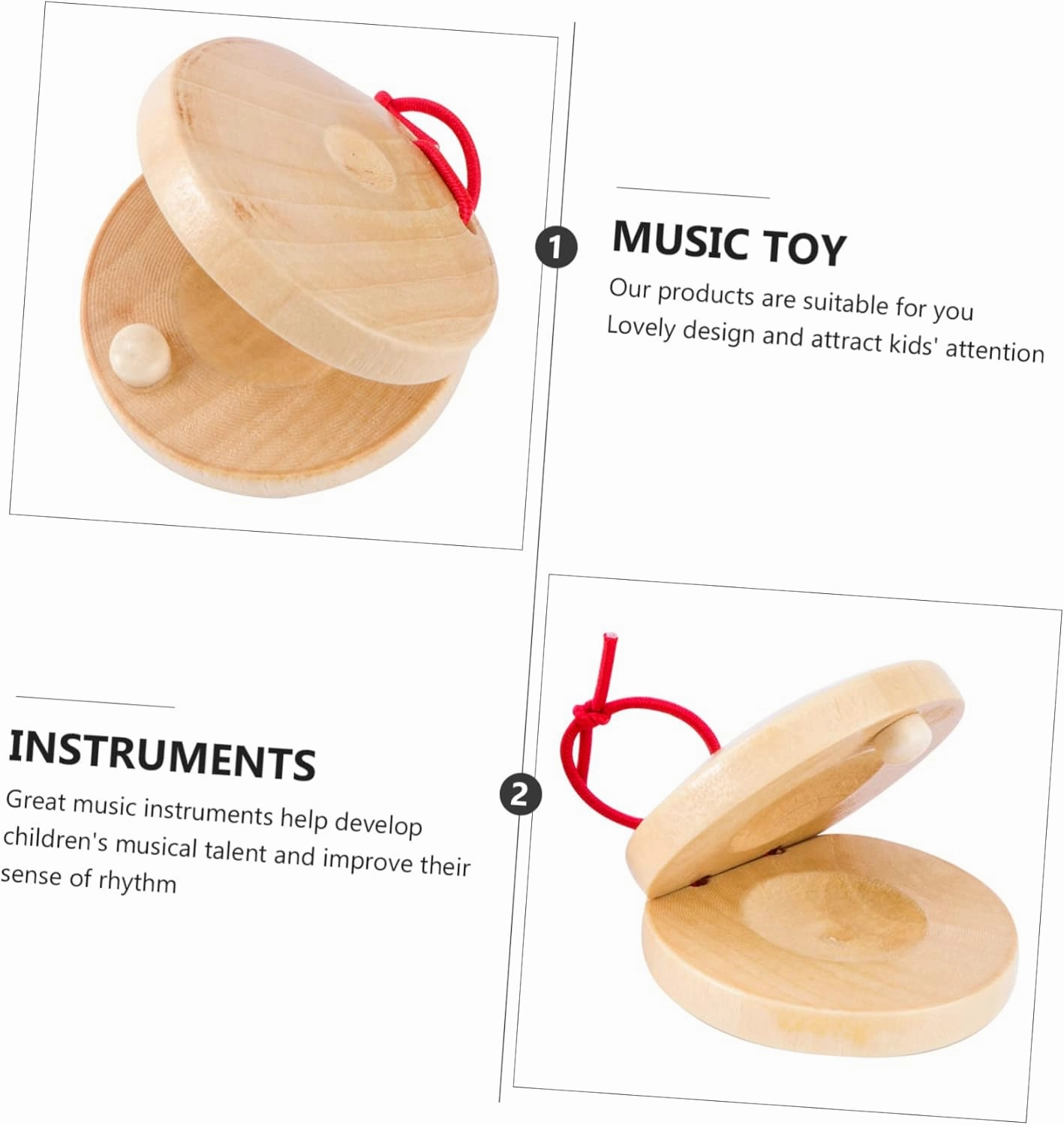ABOOFAN 12pcs Wooden Handheld Percussion Instruments for Boys and Girls Fun Preschool Musical Toys Lightweight Safe Coordination Manual Skills Vivid Colors to Attract Attention