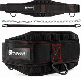 Advanced Dip Belt V2 – Heavy-Duty Weighted Belt with Reinforced Back, Chain & Nylon Strap – 3-Point Anchor D-Rings for Dips, Pull-Ups, Squats & More