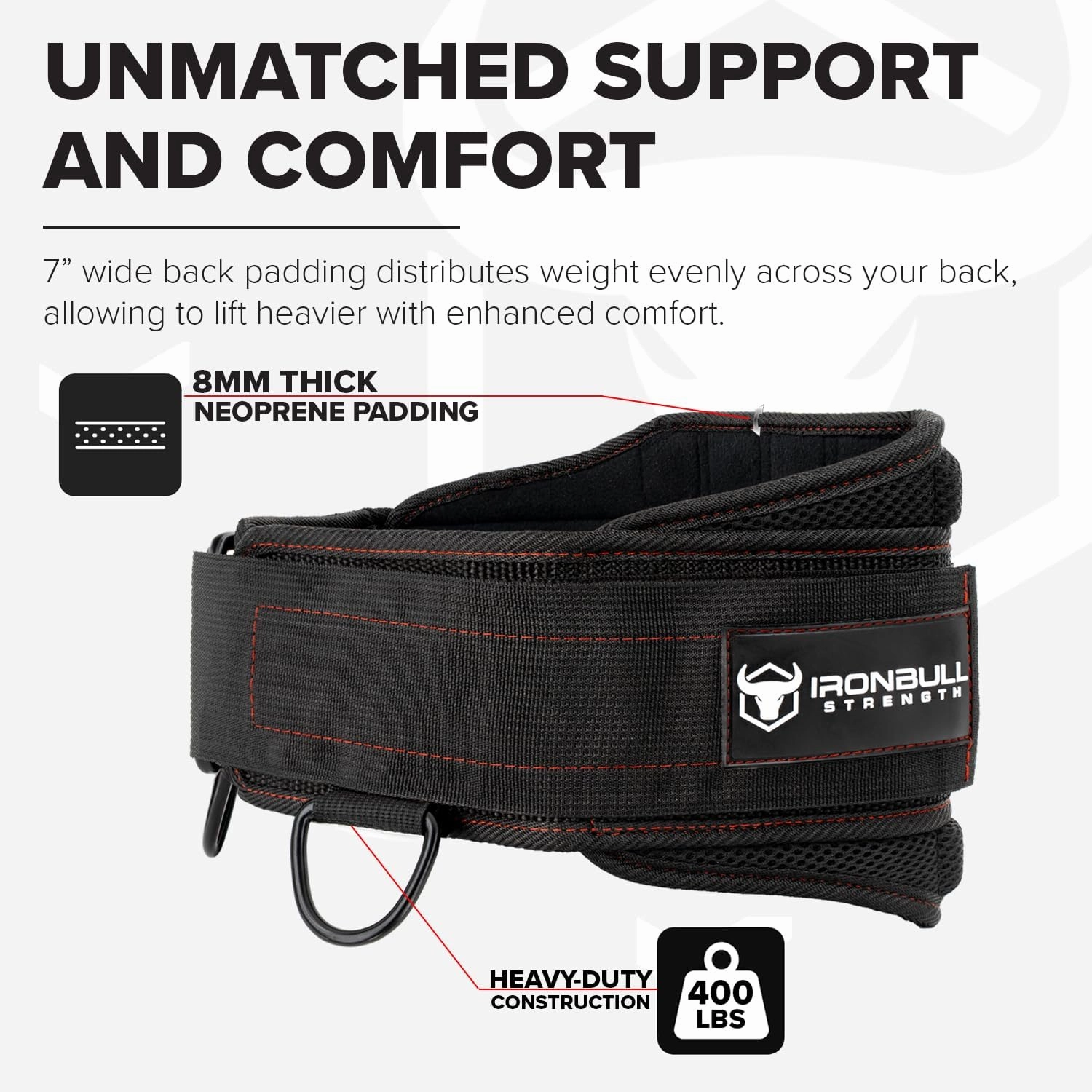 Advanced Dip Belt V2 – Heavy-Duty Weighted Belt with Reinforced Back, Chain & Nylon Strap – 3-Point Anchor D-Rings for Dips, Pull-Ups, Squats & More