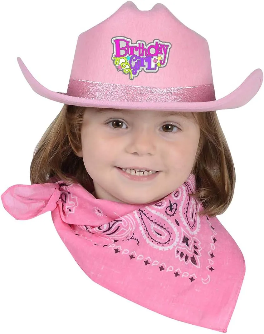 Aeromax CBPS-BDG-HAT Birthday Girl Cowgirl Hat Pink Sparkle & Bandanna