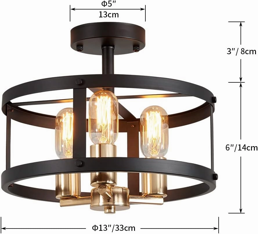 AGV LIGHTING Semi Flush Mount Ceiling Light Fixture There-Light Close to Ceiling Light