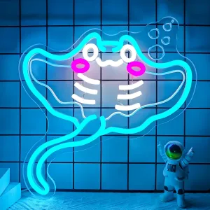 Ajoyferris Sting Ray Neon Sign Manta Ray Neon Lights for Bedroom Dimmable USB Powered Stingray Neon Light Sign Cute Sea Fish Light Up Sign Gifts for Ocean Lovers