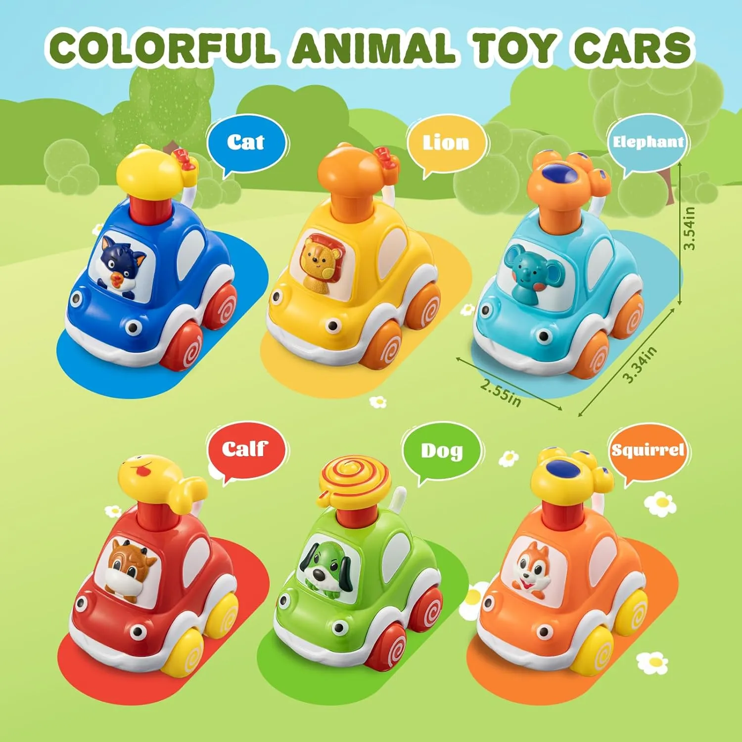 ALASOU 6 PCS Animal Car Toys for 1 2 Year Old Boy|Baby Toys 12-18 Months|1 2 Year Old Boy Birthday Gifts for Infant Kids|Cars for Toddlers 1-3