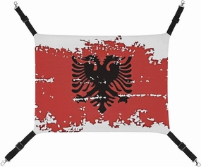 Albanian Flag of Eagle Bird Cat Hanging Hammock Soft Breathable Pet Cage Dog Hammock with Adjustable Straps and Metal Hooks