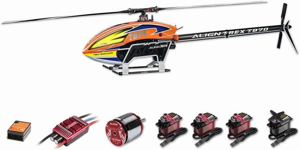Align TB70 V2 Electric Helicopter Super Combo - Orange - 700 Size Remote Control Helicopter for Adults, RC Helicopters Unassembled Kit