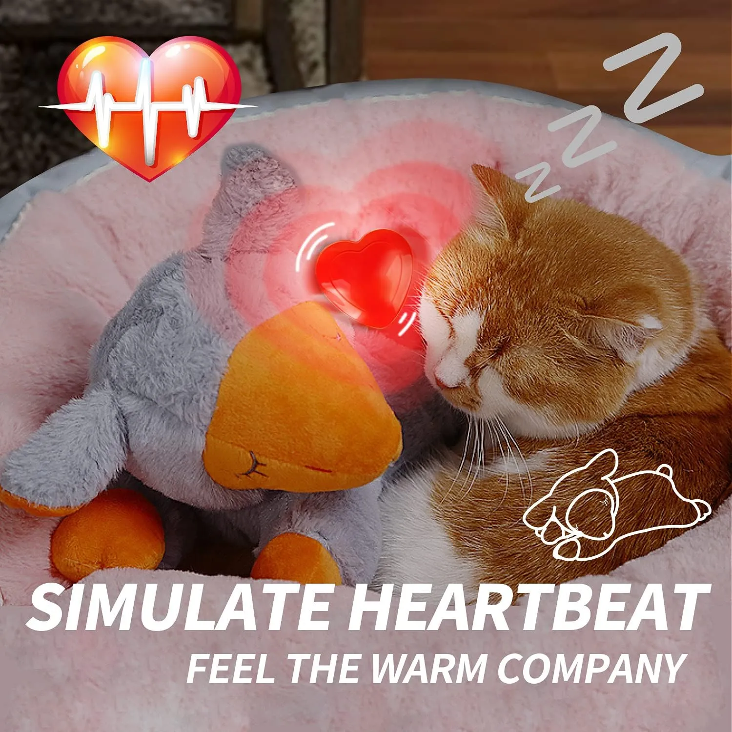 ALL FOR PAWS Dog Stuffed Animals with Heartbeat, Small Dog Toys for Anxiety Relief, Puppy Behavioral Training Aid Toy Dog Stuff (Grey Sheep(Heartbeat   Warm Bag))