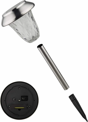 Alpine Corporation 17" Tall Outdoor Solar Powered Pathway LED Light Stakes, Silver (Set of 4)
